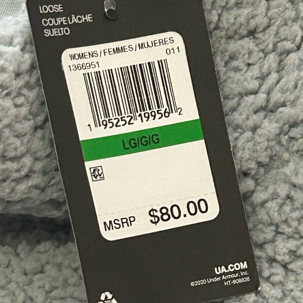 Under Armour Women’s Large Loose Sherpa Fleece Gray Pullover NWT - Picture 5 of 8